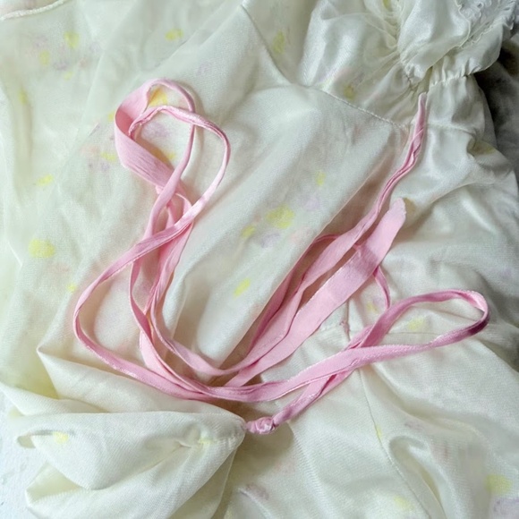 Vintage Long Nightgown Robe Set Lace Trim Floral Romantic 80s - Picture 13 of 13